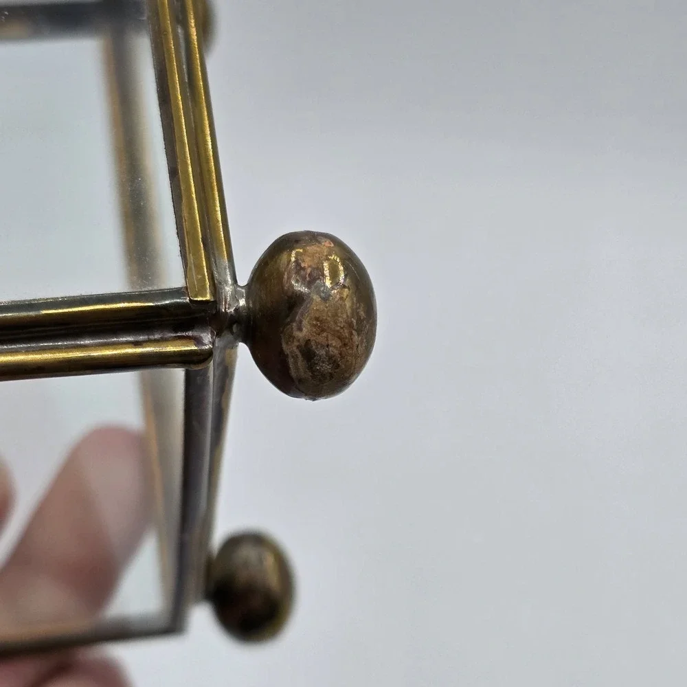 Vintage Brass & Glass Display Trinket Jewelry Box